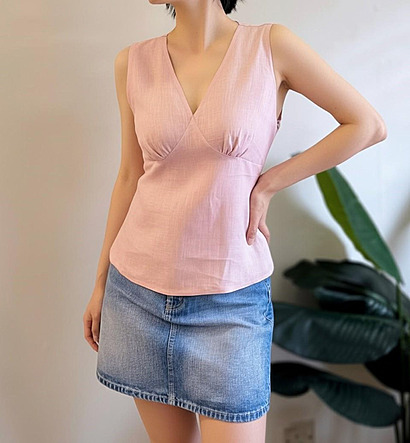 V-Neck Tank Top with Back Tie by SQ Sewing Studio