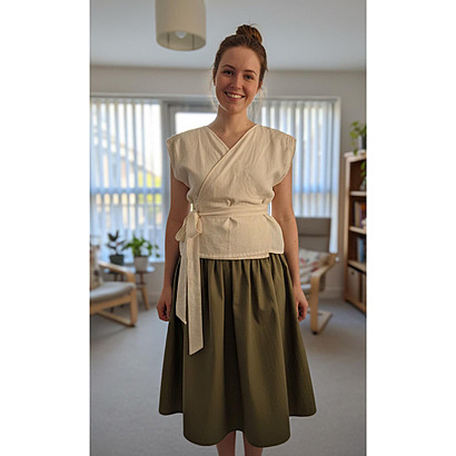 Shoulder Pleat Wrap Top by House of Kimono