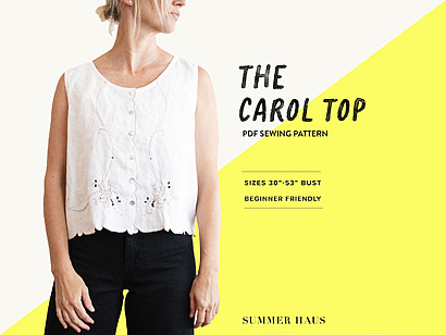 The Carol Top PDF Sewing Pattern - Button Front Tank Top