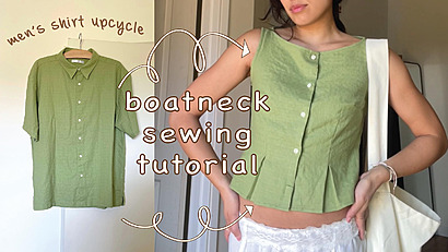 Boatneck Button Down Top Sleeveless Blouse Sewing Pattern