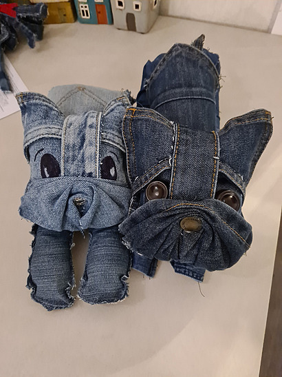 Upcycled denim dog sewing pattern by TeenyStitchStudio