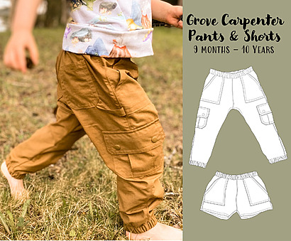 Grove carpenter pants by Buck and Bloom Patterns