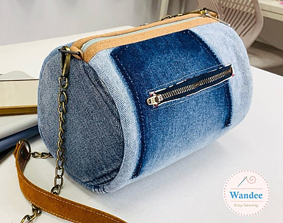 Upcycled jeans shoulder bag DIY tutorial by Wandee Easy Sewing