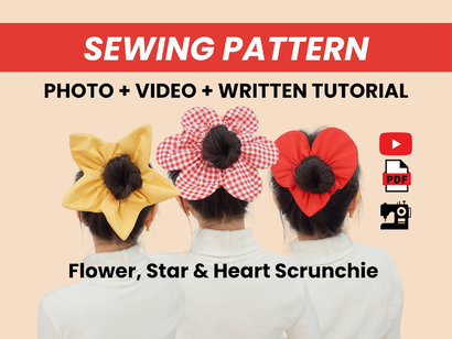 Shaped Scrunchie Trio: Flower, Star, and Heart by Gwen Heng Designs