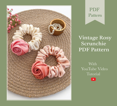 Vintage Rosy Scrunchie Pattern by SewingPandaPatterns