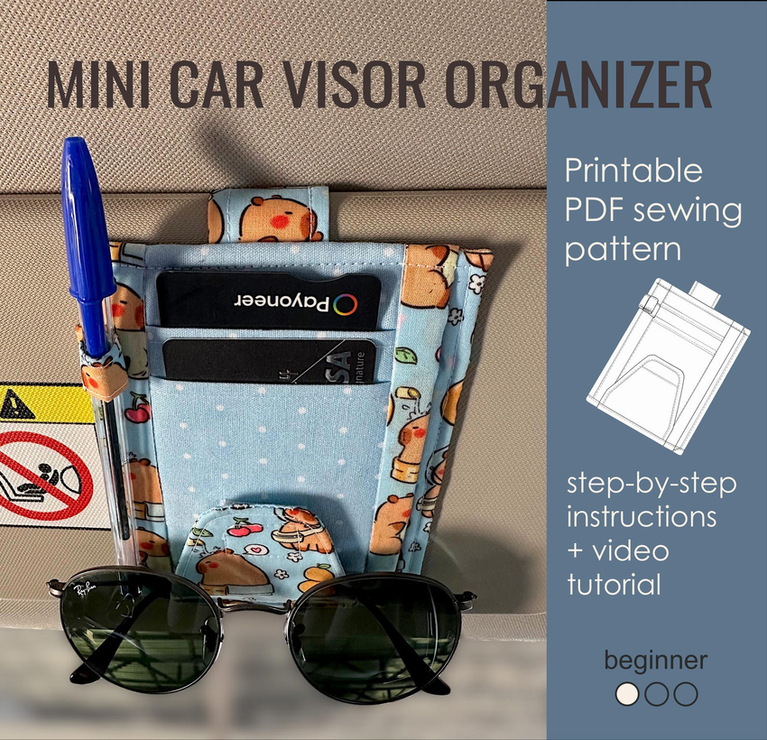 Car sun visor organizer sewing pattern