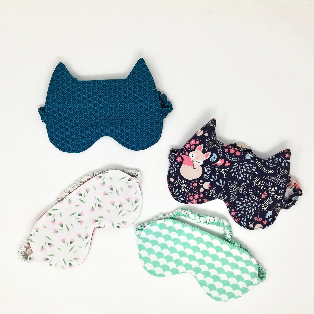 Sleeping mask PDF pattern, Eye mask sewing pattern, two designs, cat shaped eye mask
