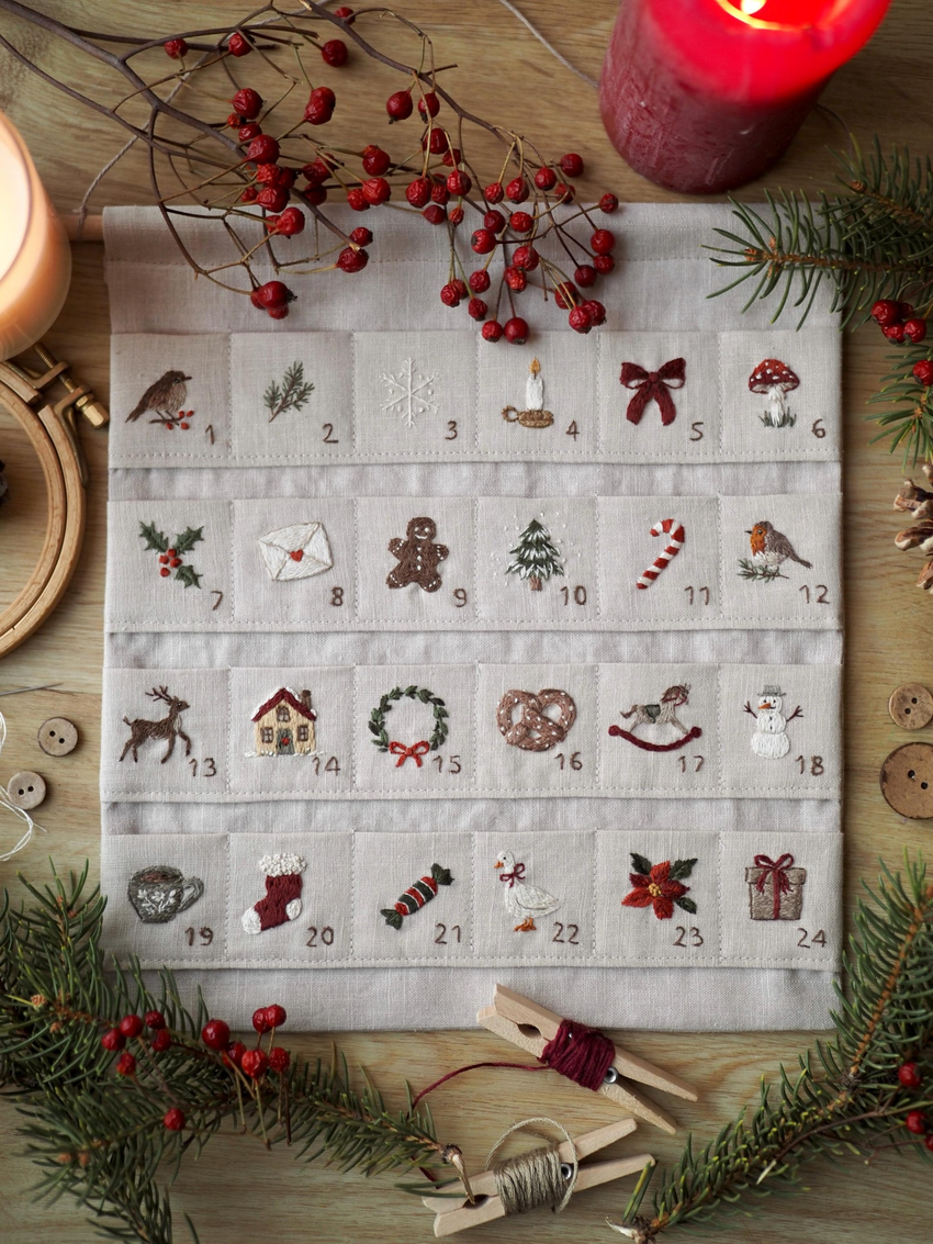 Miniature embroidery sampler calendar sewing pattern