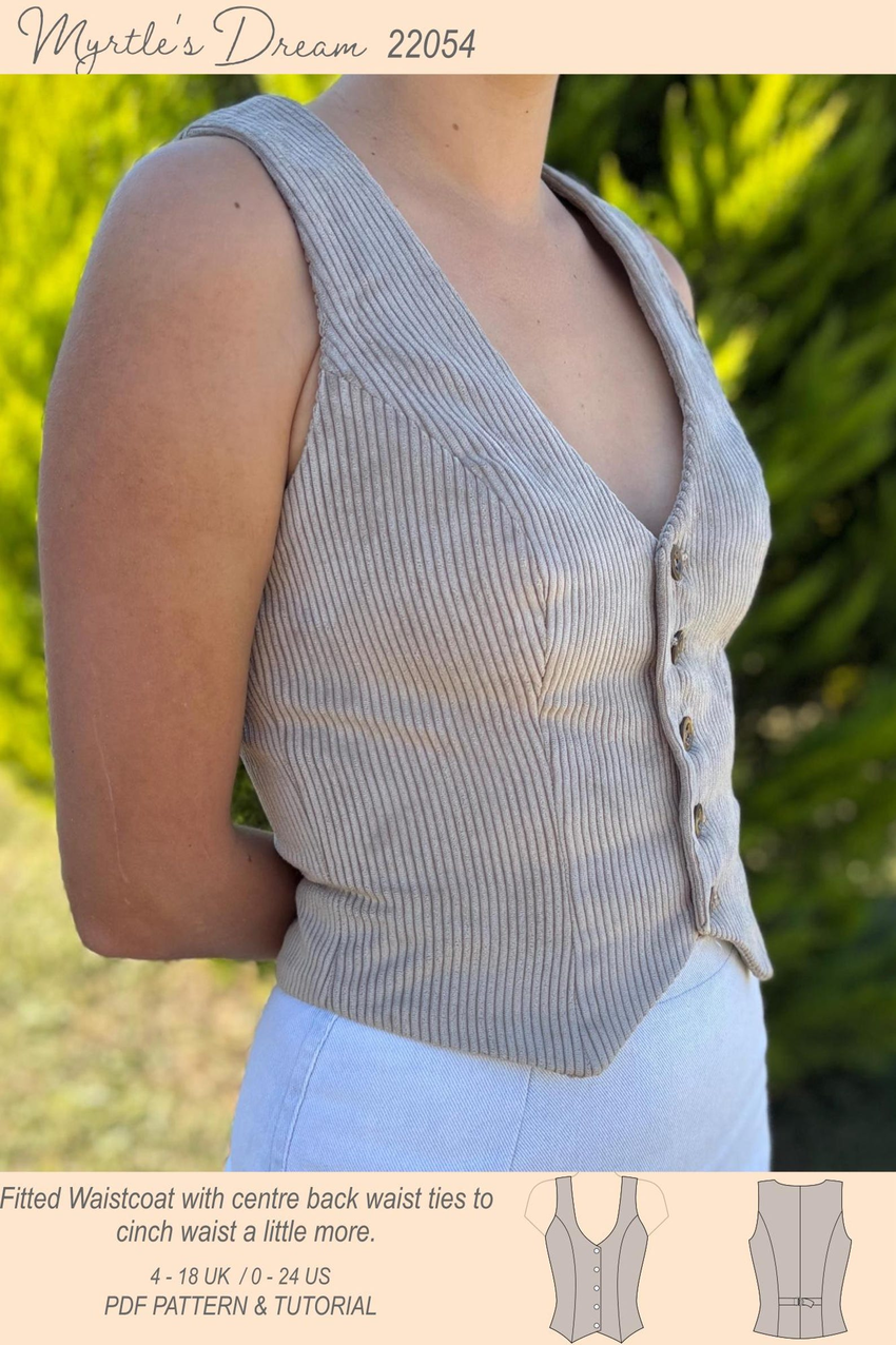 Fitted Waistcoat with D-Ring Ties by Myrtlespatterns
