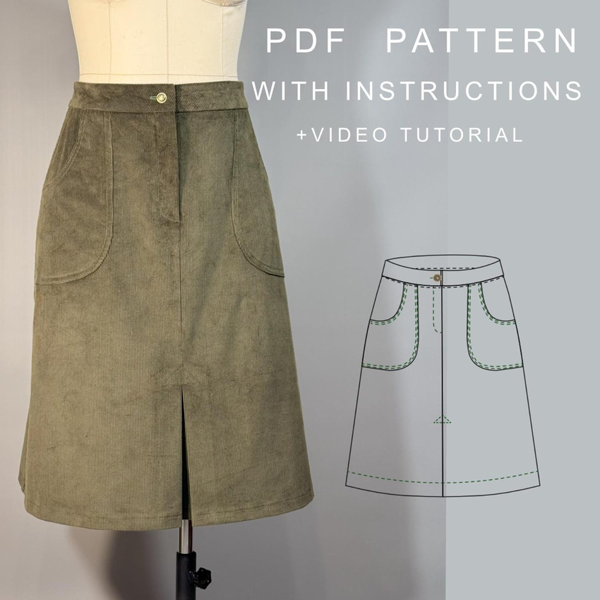 Pocketed A-Line Midi Skirt by XeniaPattern