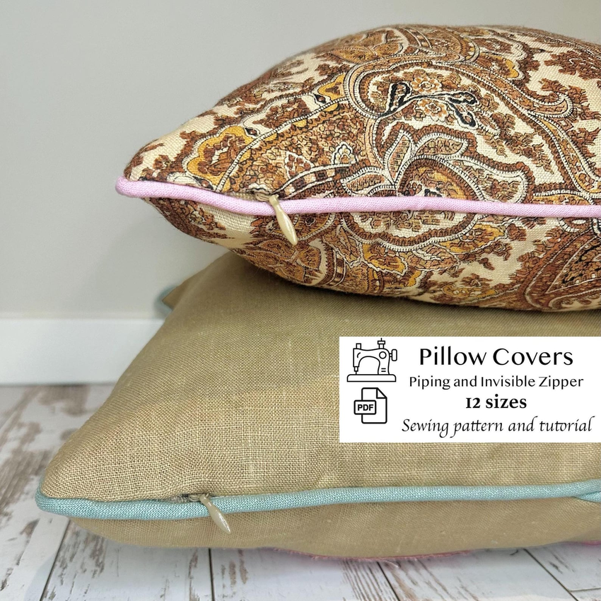 12-Size Piped Pillow Cover by StephanieJos