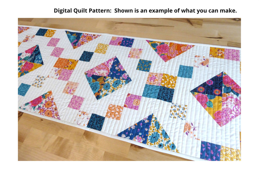 Quilted Table Runner Pattern: 5-inch Charm Squares (Digital Download PDF), Beginner Friendly