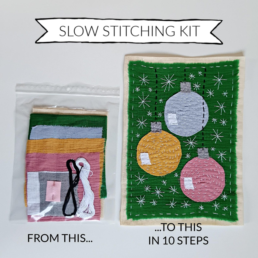 Christmas Bulbs Slow Stitch Kit by SLOWSTITCHERY