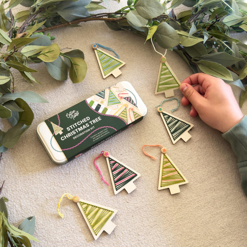 Stitched Wood Christmas Tree Decoration Kit by CottonTwistLtd