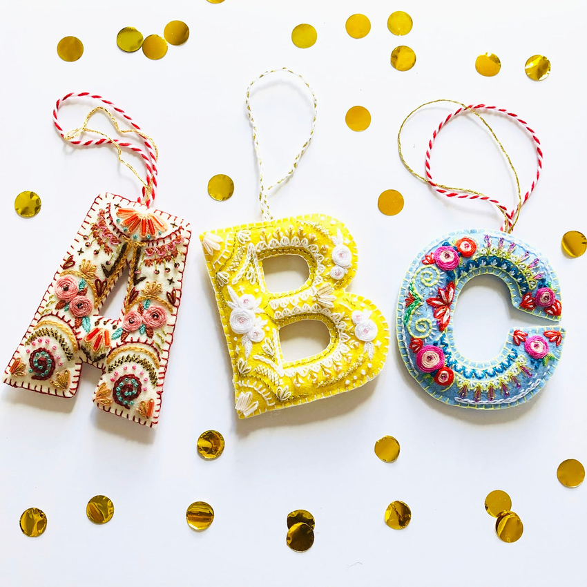 Embroidered Felt Monogram Ornament Kit by Nelly Makes Embroidery