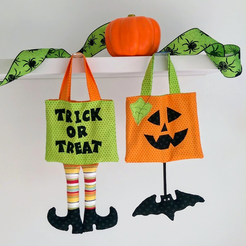 Mini trick-or-treat bags with dangling legs