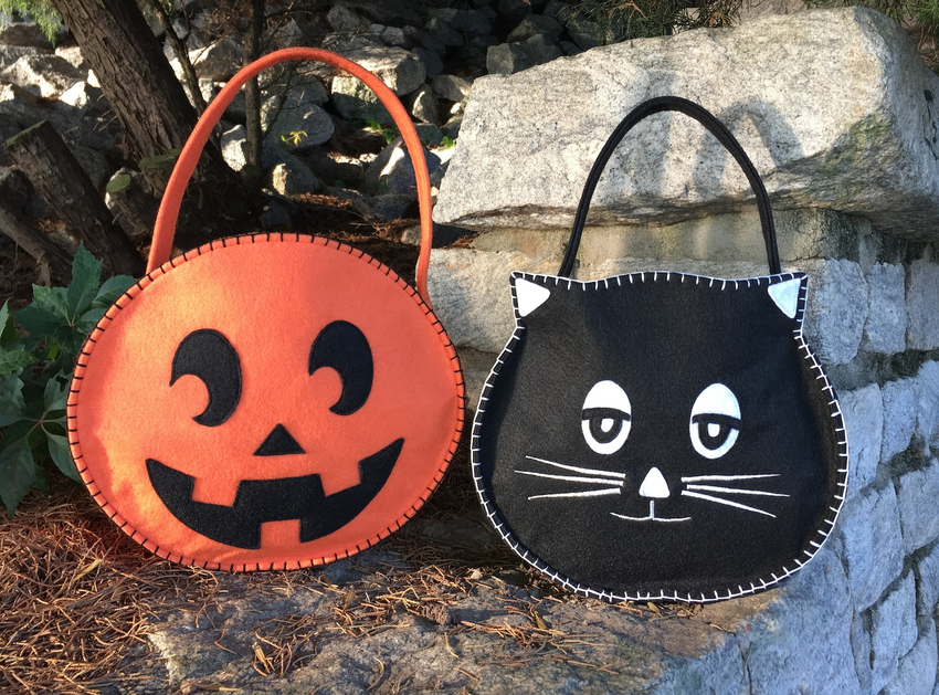Quick felt pumpkin and kitty bag bundle