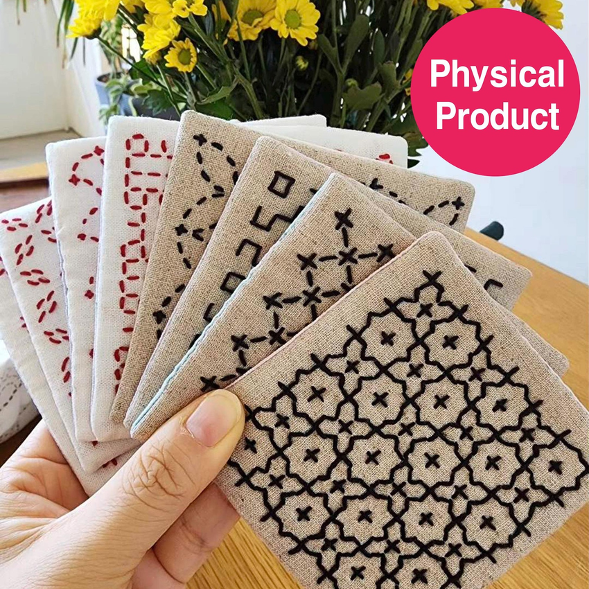 Sashiko tea coaster sampler kit by EmbroLucy