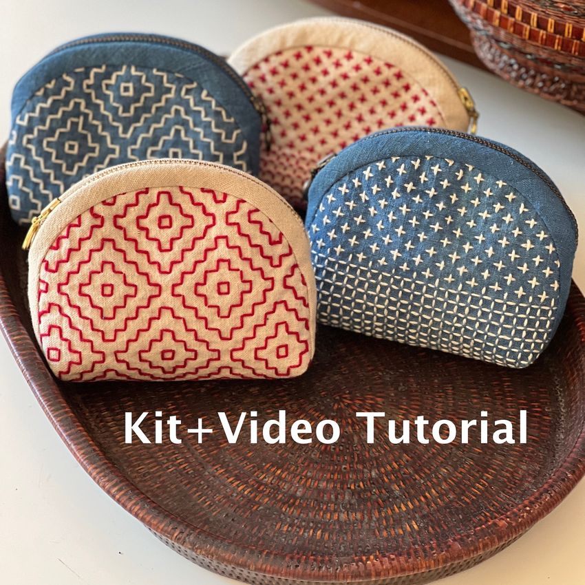Sashiko shell wallet DIY kit by Indigoloom