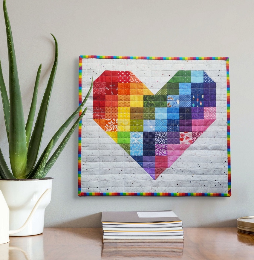 Heart mini quilt kit by SewDangEasy