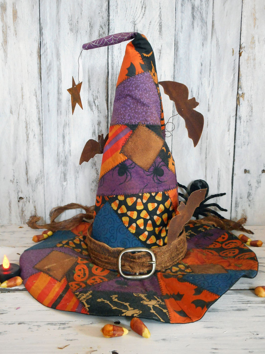 Primitive patchwork Halloween witch hat by Scarecrowsnest