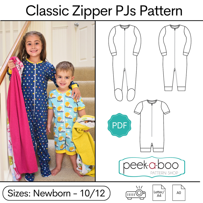 PeekabooPatternShop Classic Zipper PJs PDF Pattern
