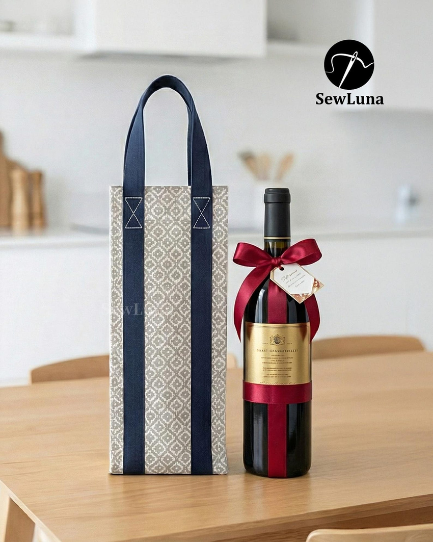 Wine Bag Sewing Pattern PDF | Celine Reusable Fabric Bottle Tote